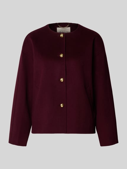 Produktfoto, Relaxed Fit Kurzmantel aus Woll-Mix mit Kaschmir-Anteil von GANT in Bordeaux, einreihig, Rundhals, seitliche Taschen, unifarbene Optik