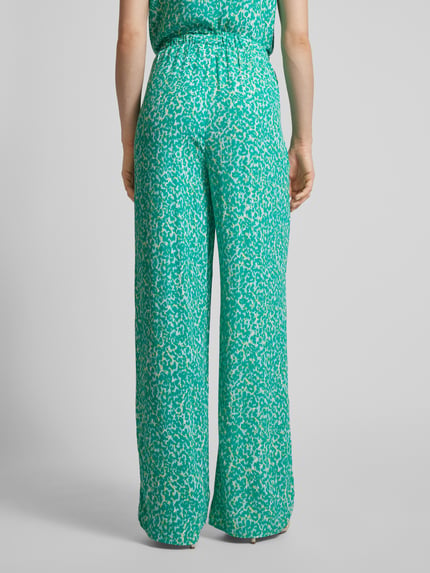 COMMA Flared stoffen broek met all-over motief Turquoise - 5