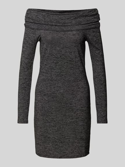 ONLY Minikleid mit Carmen-Ausschnitt mit Glitzerfaden Modell 'ROMA' Silber 2