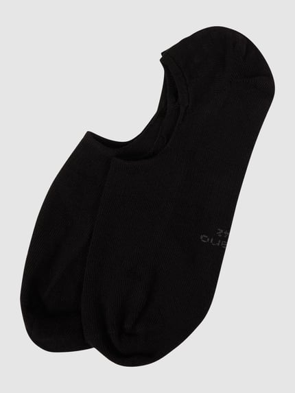 Produktfoto, Socken mit geripptem Abschluss im 2er-Pack von camano aus schwarzem Baumwoll-Mix mit Stretch-Anteil, feine Rippenstruktur.