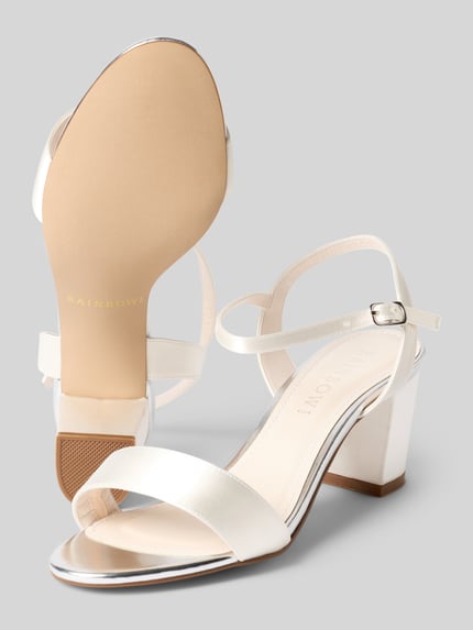 Produktfoto, Sandalette mit Blockabsatz Modell 'Margot' von Rainbow Club, satynowe paski, klamra, wysokość obcasa 6 cm w rozmiarze 39