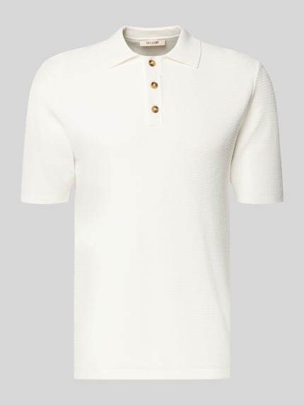 Produktfoto, Regular Fit Poloshirt aus reiner Baumwolle Modell 'ERIC' von Only & Sons, Optik: Unifarben, Struktur, Polokragen, Kurzarm, Strick, weiße Farbe