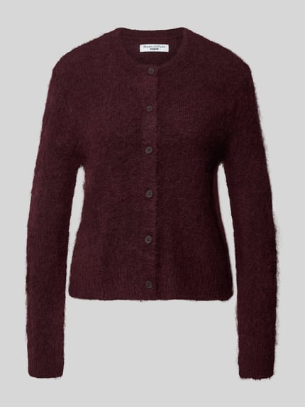 Marc O'Polo DENIM Strickjacke aus Mohair mit Label-Detail Pflaume 2