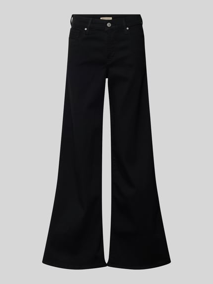 Produktfoto, schwarze Jeans mit 5-Pocket-Design von Levi's®, Baumwoll-Mix mit Stretch-Anteil, lockerer Schnitt, Knopf- und Reißverschluss