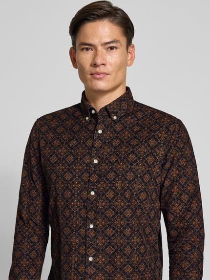 MCNEAL Slim Fit Freizeithemd mit Button-Down-Kragen Dunkelblau 3