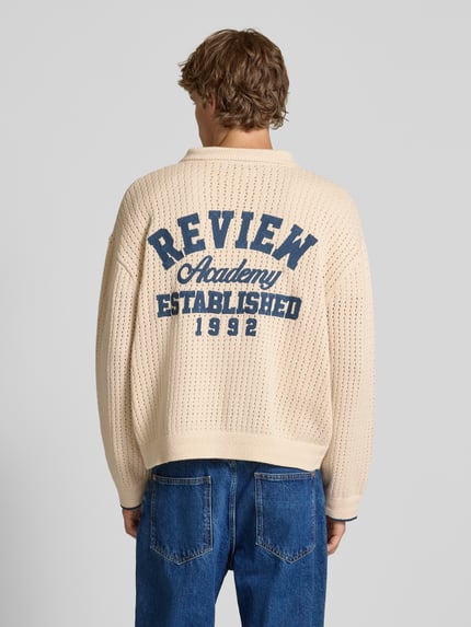 REVIEW Strickjacke mit Polokragen und Knopfleiste Ecru 5