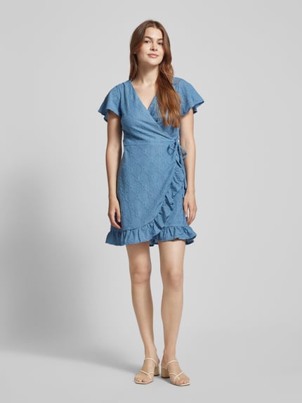 VILA Minikleid mit Strukturmuster Modell 'DELEA' Rauchblau 1