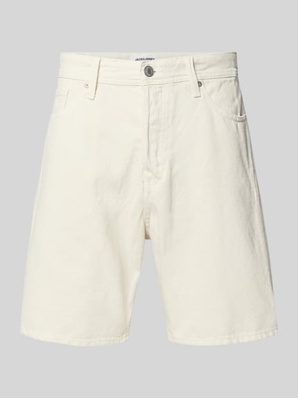 Produktfoto, Loose Fit Jeansshorts mit Eingrifftaschen Modell 'TONY' von Jack & Jones aus reiner Baumwolle im Used-Look, cremefarben, sichtbare Struktur