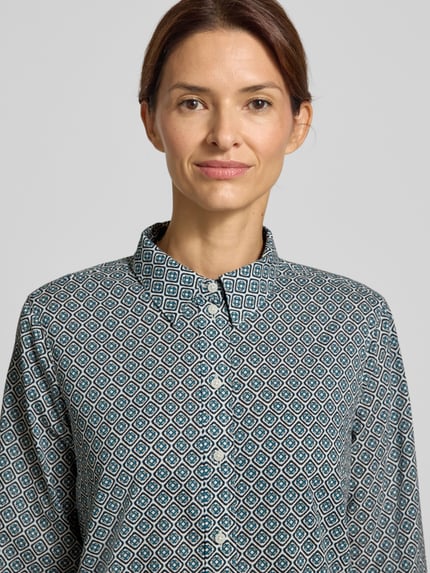 Tom Tailor Regular fit overhemdblouse van katoenmix Petrol - 3