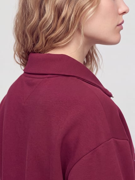 Tommy Hilfiger Troyer mit Logo Reißverschluss-Detail Dunkelrot 3
