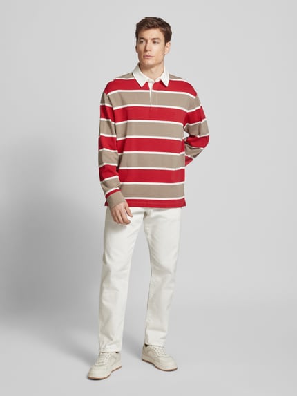 Armani Exchange Regular fit poloshirt in design met lange mouwen Rood - 1