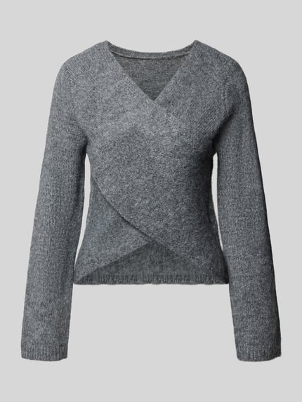 ONLY Pullover mit Wickeloptik Modell 'ONLMAGGIE' Hellgrau Melange 2