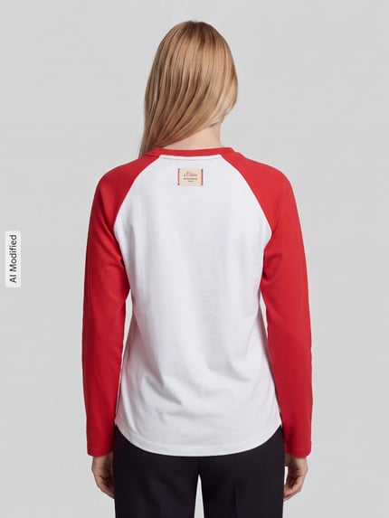 s.Oliver RED LABEL Regular Fit Langarmshirt aus reiner Baumwolle - s.Oliver x Heidi Klum Rot 5