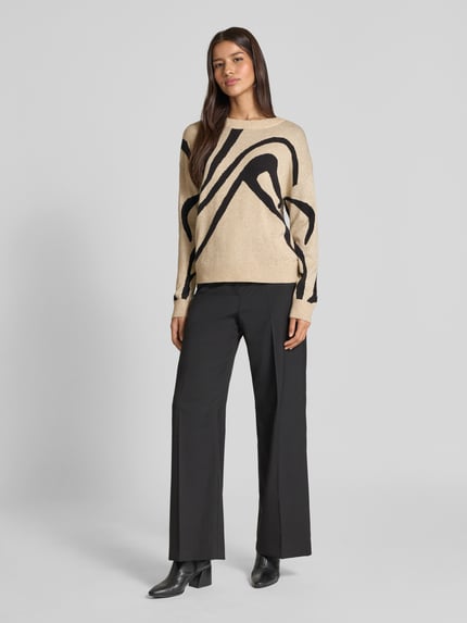 VILA Strickpullover aus Viskose-Mix mit Rundhalsausschnitt Beige 1
