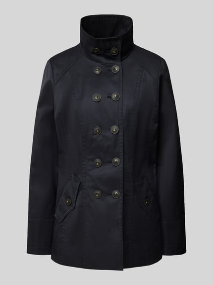 Produktfoto, Jacke mit Stehkragen und Pattentaschen von Fuchs Schmitt aus Baumwoll-Mix, Regular-Fit, Zweireiher, dunkel, glatte Textur