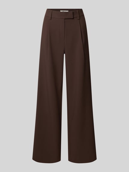 Produktfoto, Wide Leg Anzughose mit Viskose-Anteil Modell 'LINDA' von ONLY in Dunkelbraun mit glatter Textur, Damen Anzughose von ONLY