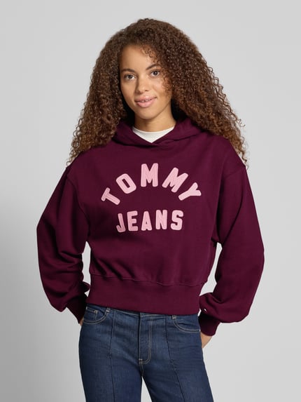Tommy Jeans Regular Fit Hoodie aus Baumwoll-Mix  Bordeaux 4