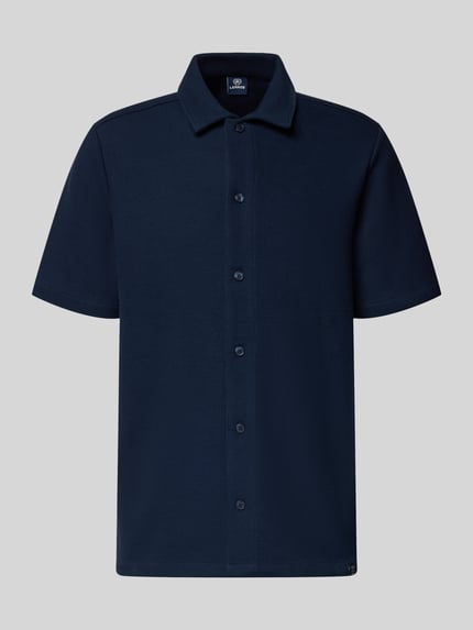 LERROS Regular Fit Freizeithemd mit Polokragen und Strukturmuster Marine 2