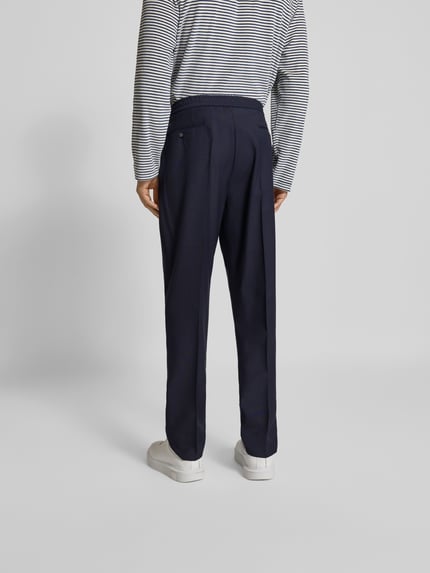 Officine Générale Stoffhose mit elastischem Bund Marine 5
