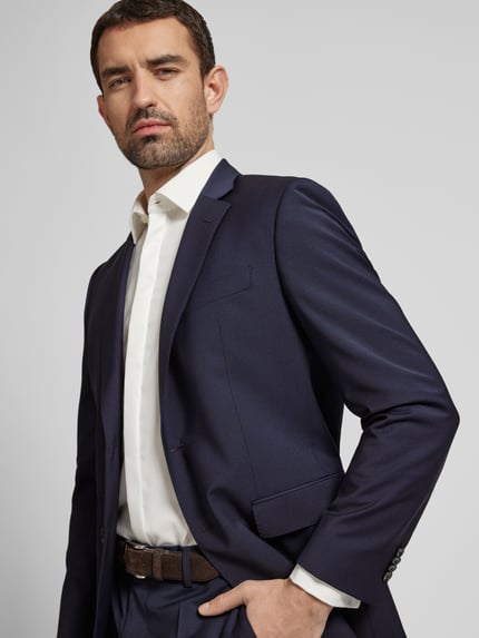 BOSS Slim fit 2-knoops colbert met kissing buttons, model 'Huge' Marineblauw - 3