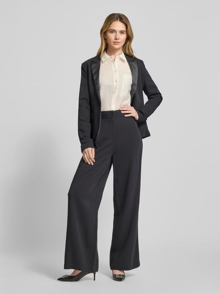 GUIDO MARIA KRETSCHMER WOMAN Wide leg stoffen broek met bandplooien, model 'Cecile' Zwart - 1