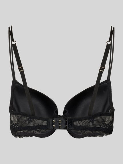 Productfoto, Bralette met kanten details model 'DEMI_BLOSSOM' van BOSS, zwart, voorgevormde cups, spaghetti bandjes met metaal, haaksluiting.