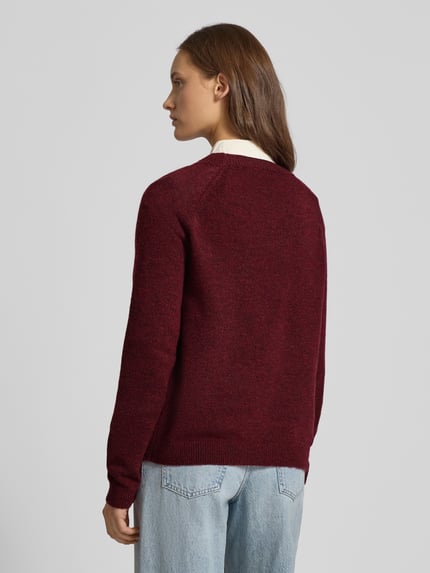 PIECES Regular Fit Strickpullover mit Raglanärmeln Modell 'JULIANA' Dunkelrot 5