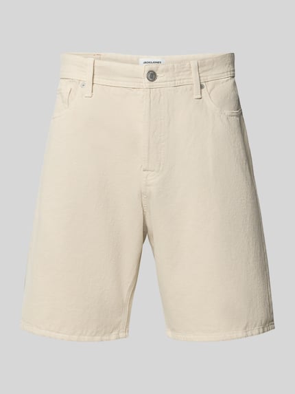 Produktfoto, Loose Fit Jeansshorts mit Eingrifftaschen Modell 'TONY' von Jack & Jones in Beige, Reine Baumwolle, Used-Look, sichtbare Textur.