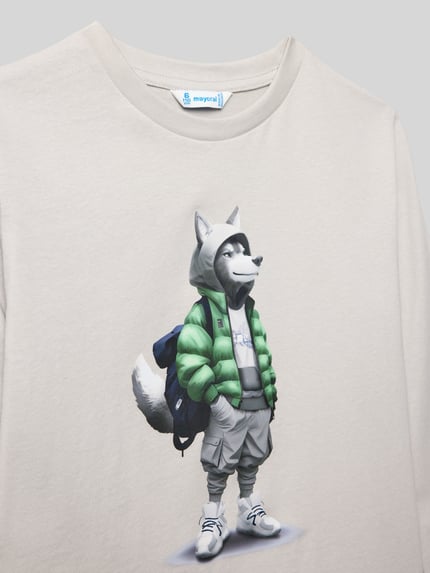 Mayoral Regular Fit Longsleeve mit Motiv-Print Stein 2
