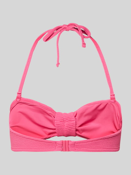 Produktfoto, Bikini-Oberteil in Bandeau-Form mit Strukturmuster von Jake*s Casual in Pink, Material-Mix mit Stretch-Anteil, körpernahe Passform