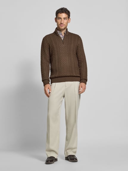 JACK & JONES Premium Sweter z dzianiny z prążkowanymi wykończeniami model ‘BLUSEAN’ Oliwkowy 1