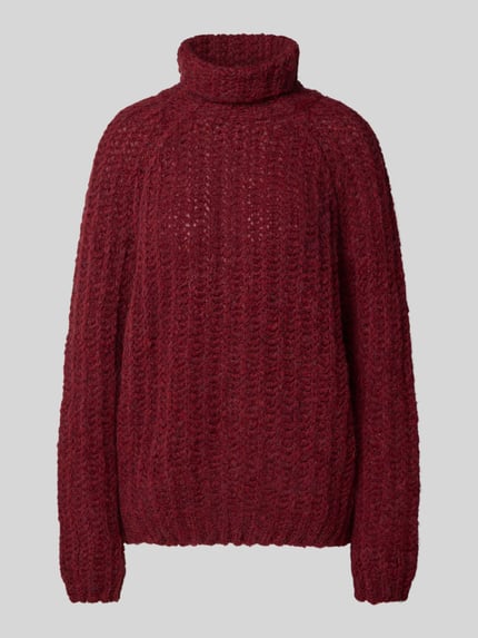 Smith and Soul Sweter z golfem o kroju relaxed fit z domieszką wełny z alpaki Ciemnoczerwony 2