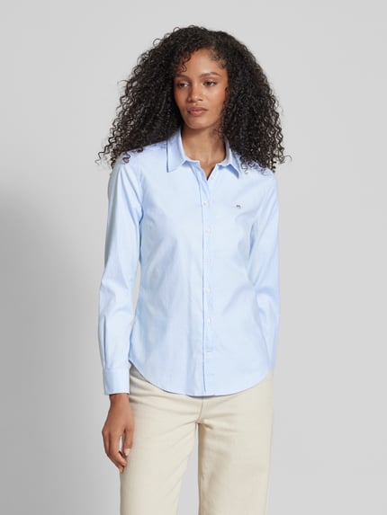 GANT Bluzka koszulowa o kroju slim fit z wyhaftowanym logo Jasnoniebieski 4