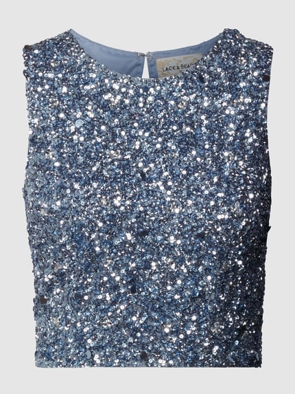 Crop Top mit Paillettenbesatz Shop The Look MANNEQUINE