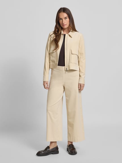 COMMA Wide leg pantalon met structuurmotief Zand - 1