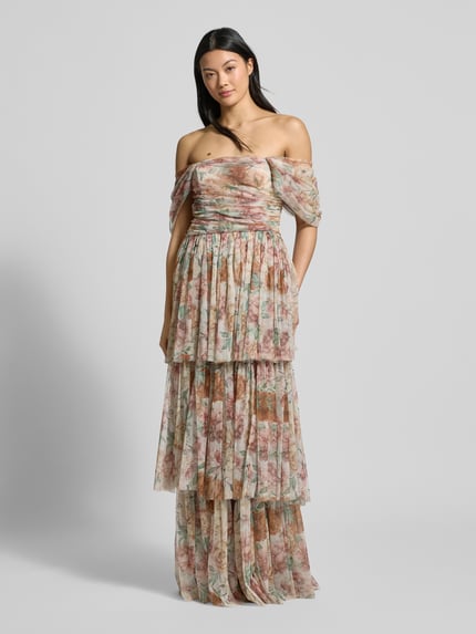 Lace & Beads Abendkleid mit Smok-Detail Rose 4