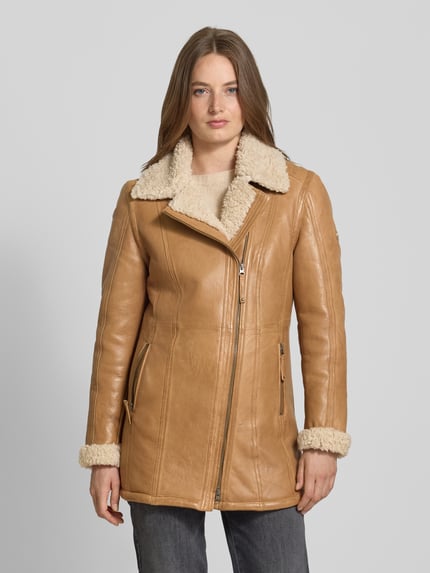 Cabrini Leren jas van lamsnappa Beige - 4