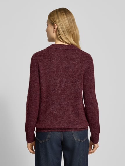 FREE/QUENT Slim Fit Strickpullover mit Woll-Anteil Modell 'Hil' Bordeaux 5