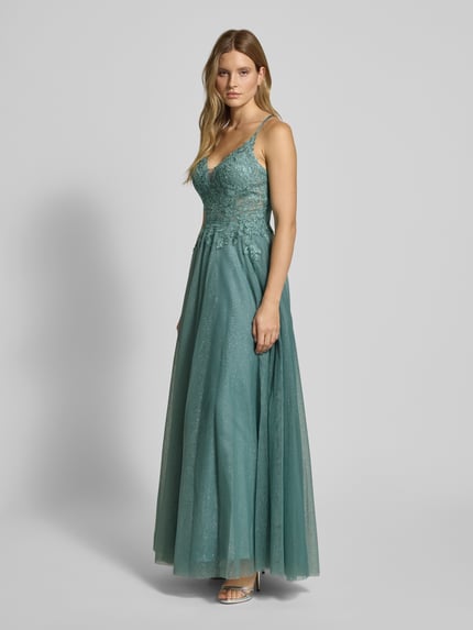 LUXUAR FASHION Avondjurk met hartvormige hals Groen - 1