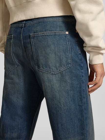 REVIEW straight fit jeans van puur katoen in used-look Donkerblauw - 3
