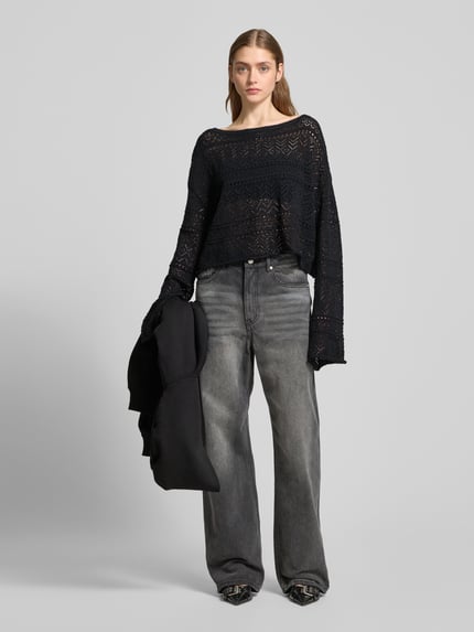 REVIEW Strickpullover mit Lochmuster Black 1