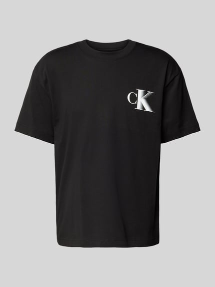 Calvin Klein Jeans T-Shirt mit Label-Print und Rundhalsausschnitt Black 2