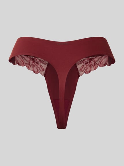 Calvin Klein Underwear Slim Fit String mit Spitzenbesatz Aubergine 3