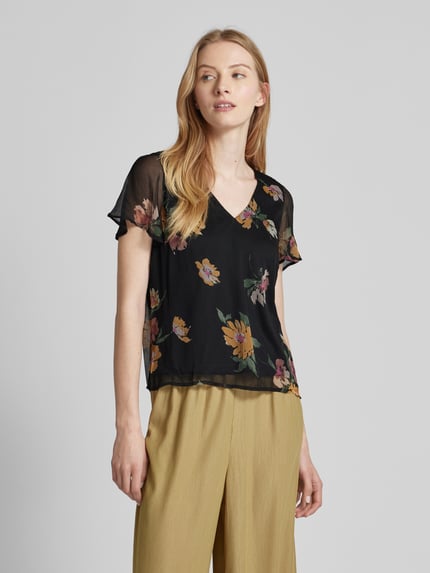 VERO MODA Blouseshirt met transparante mouwen, model 'SMILLA' Zwart - 4