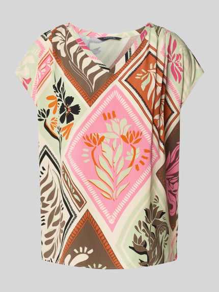 COMMA Regular fit blouseshirt met V-hals Felroze - 2