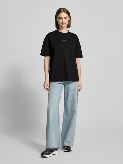 Calvin Klein Jeans T-shirt z detalem z logo Czarny 1