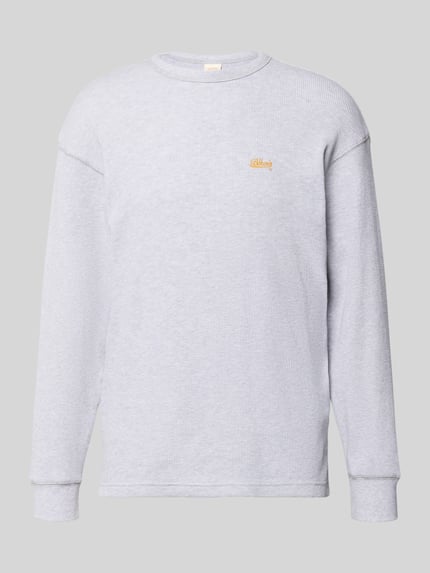 BLKVIS Longsleeve mit Logo-Stitching Hellgrau Melange 2