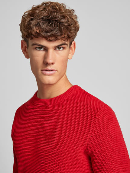 REVIEW Regular Fit Strickpullover aus reiner Baumwolle Rot 3