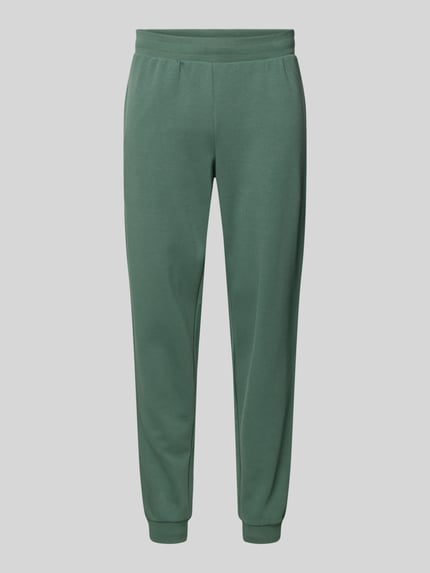 Produktfoto, Sweatpants aus Baumwoll-Mix von EA7 Emporio Armani, zieleń, luźny krój, elastyczny pas ze sznurkiem, ściągacze, kieszenie, długość nogawki wewnętrznej w rozmiarze M: 78 cm