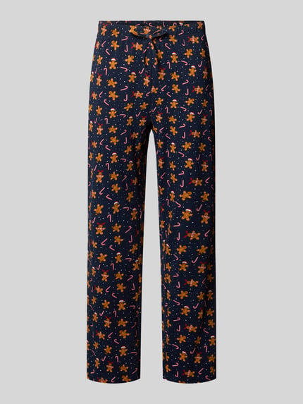 Christian Berg Men Regular Fit Pyjama-Hose im Allover-Look Mittelbraun 1